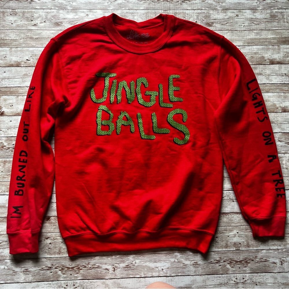 Blink 182 Jingle Balls Graphic Holiday Sweatshirt Red Size Small